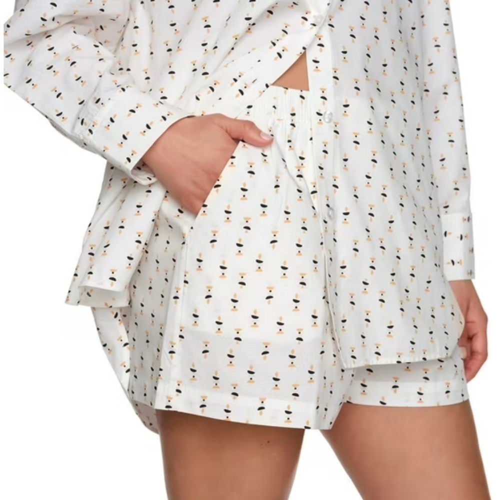 Loft Womens 2-Piece Notch Collar and Short Pajama/Lounge Set Cotton/Modal Poplin - Picture 4 of 9